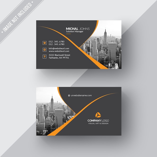 Schwarze Visitenkarte mit orange Details