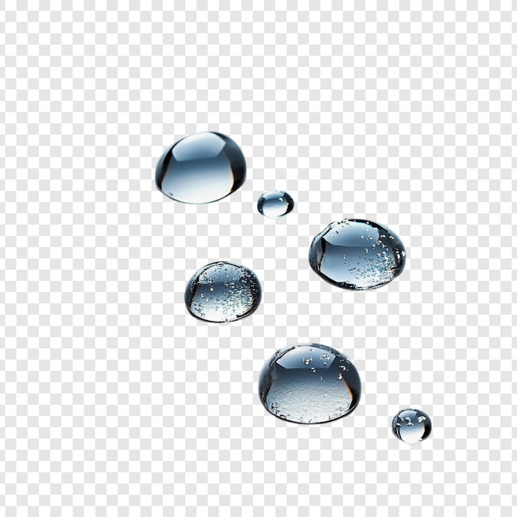 Kostenlose PSD schwimmende wassertropfen eine studie über transparenz und licht