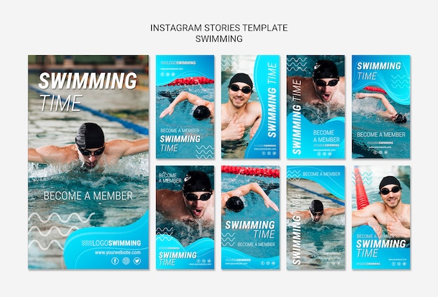 Schwimmkonzept für instagram-geschichten