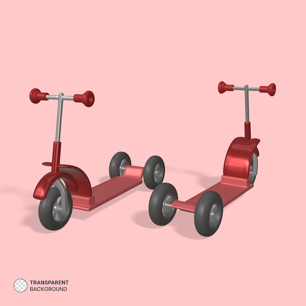 Kostenlose PSD scooter dreirad symbol isoliert 3d render illustration