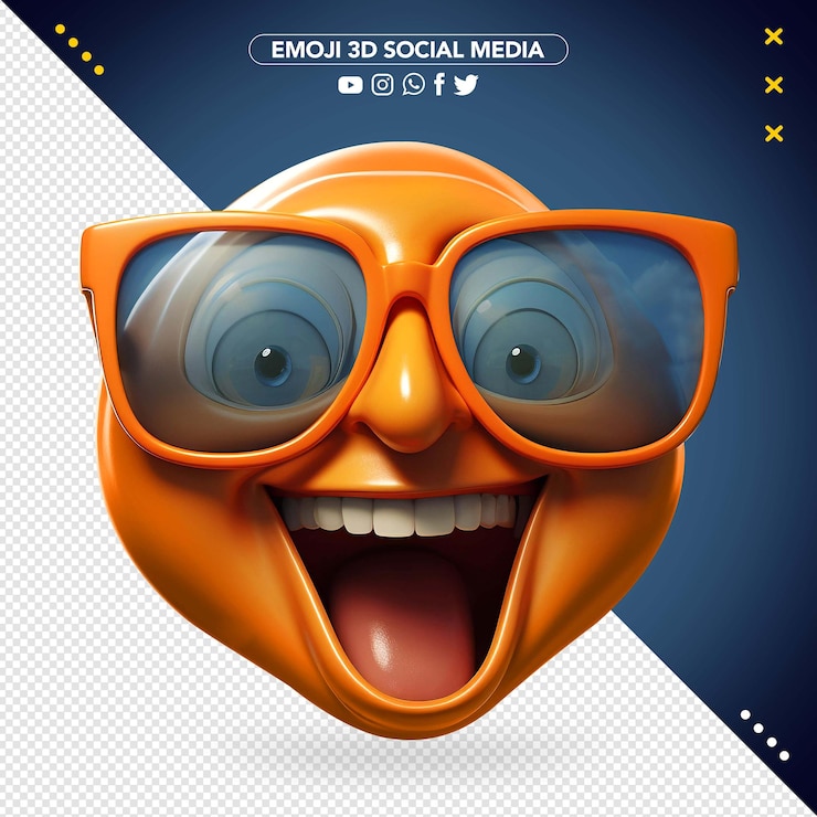 Kostenlose PSD sehr glückliches orangefarbenes 3d-emoji