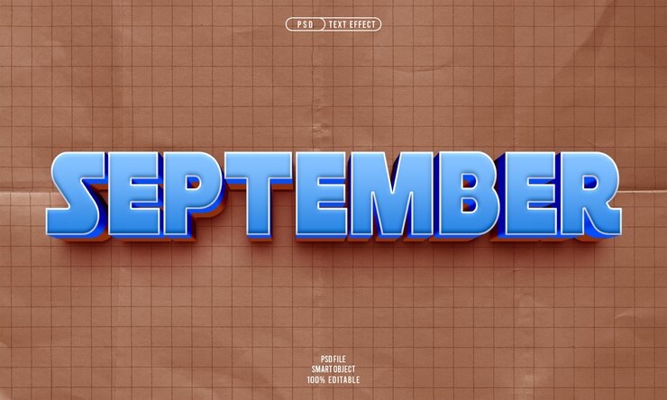 Kostenlose PSD september 3d bearbeitbarer texteffekt