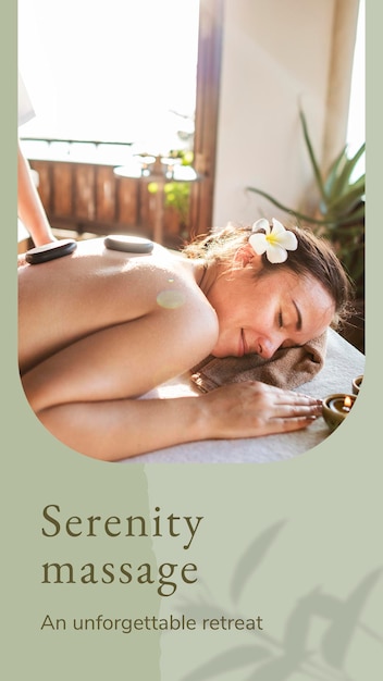 Serenity Massage Wellness Vorlage PSD mit Hot Stones Hintergrund