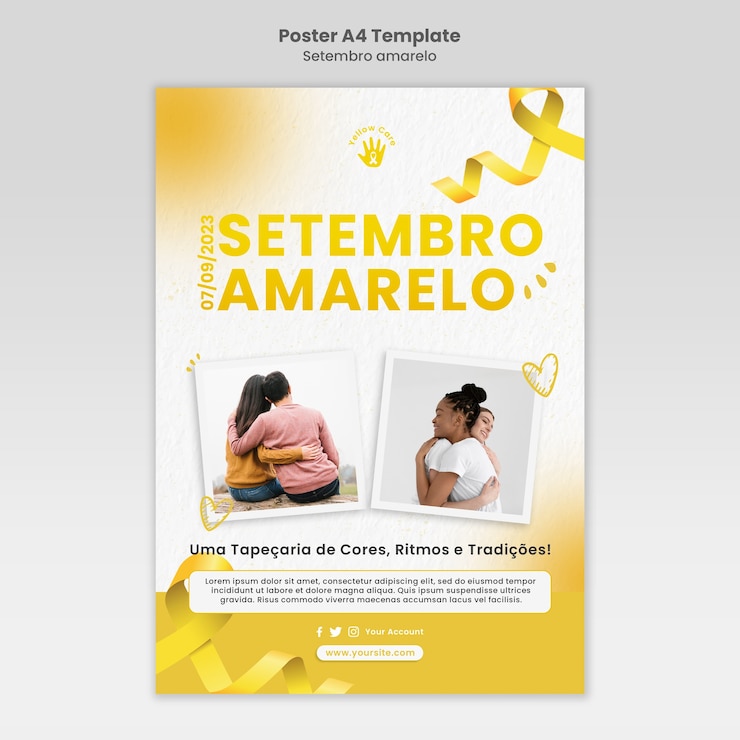 Kostenlose PSD setembro amarelo postervorlage