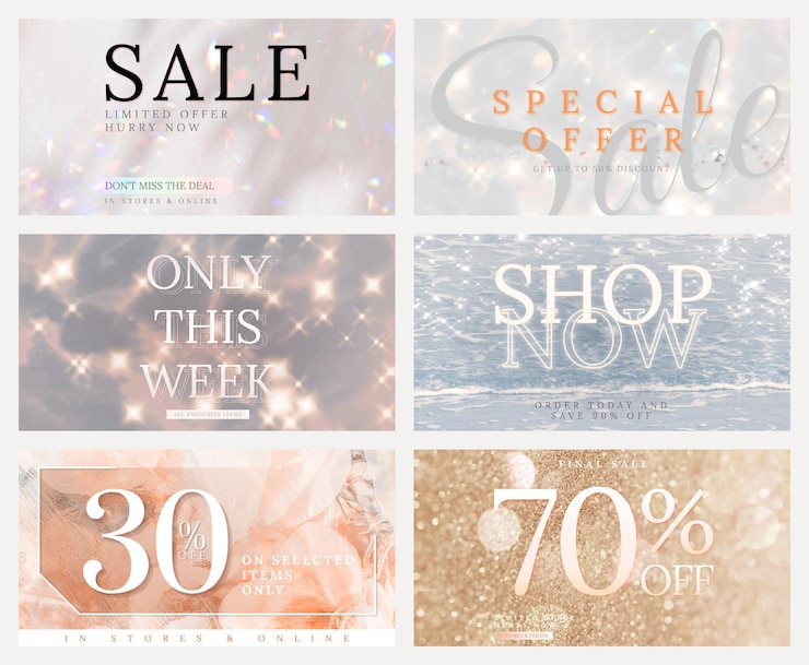 Kostenlose PSD shop sale editierbare vorlage psd glitzer set für social media anzeigen