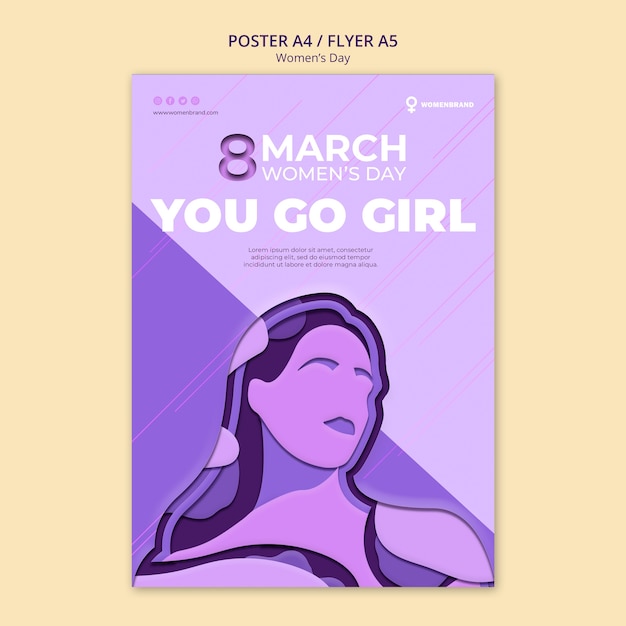 Sie gehen Mädchen Frauentag Poster Vorlage