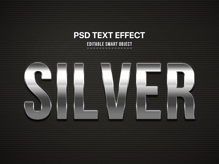 Kostenlose PSD silberner arteffekt des textes 3d