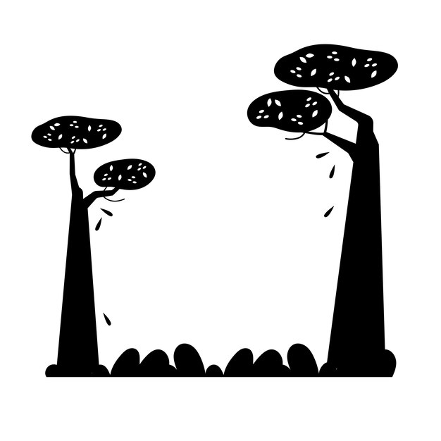Silhouette von isolierten Bäumen