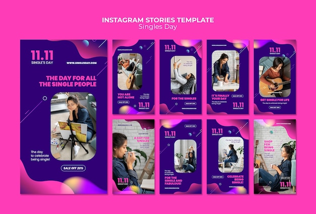 Kostenlose PSD singles day 11.11 sales instagram stories sammlung