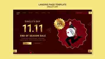 Kostenlose PSD singles day 11.11 sales landing page vorlage