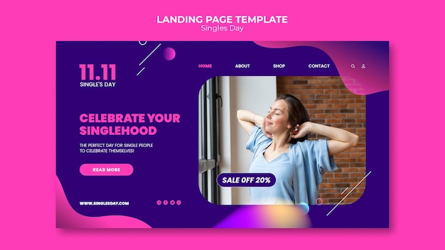 Kostenlose PSD singles day 11.11 sales landing page vorlage