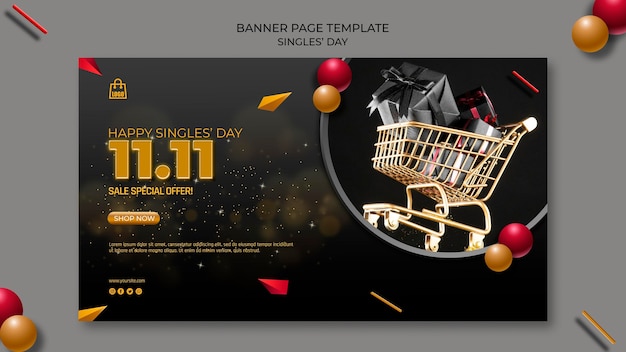 Kostenlose PSD singles day banner vorlage