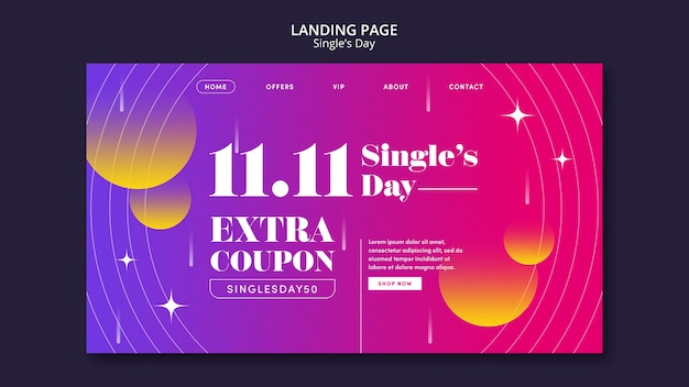 Kostenlose PSD singles day celebration landing page