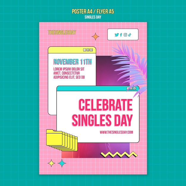 Kostenlose PSD singles-day-vorlage im flachen design