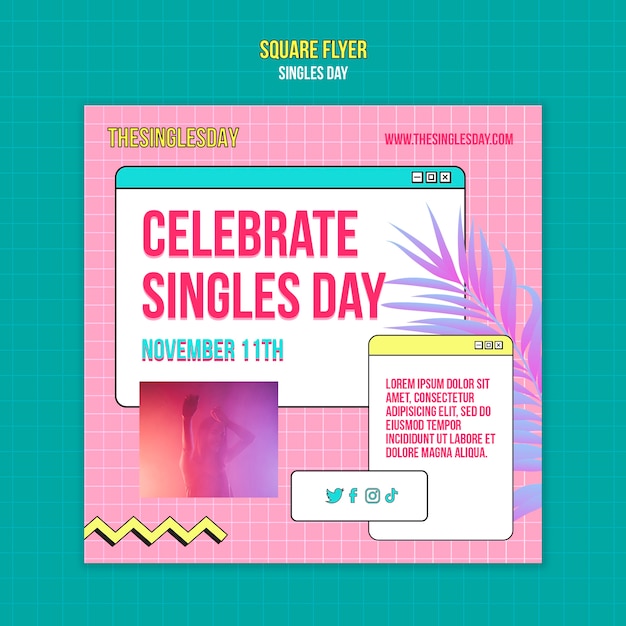 Kostenlose PSD singles-day-vorlage im flachen design