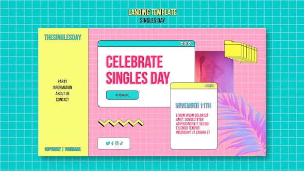 Singles-Day-Vorlage im flachen Design