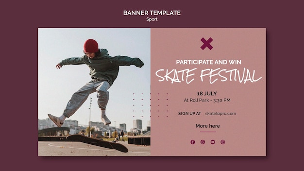 Kostenlose PSD skate festival banner vorlage festival