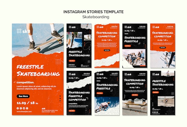 Skateboard Konzept Instagram Geschichten Vorlage