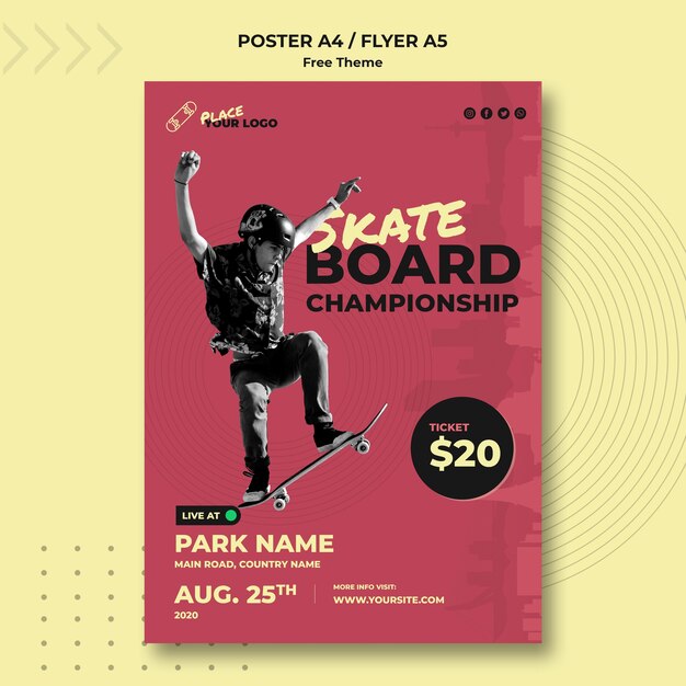 Skateboard-Konzeptplakatschablone