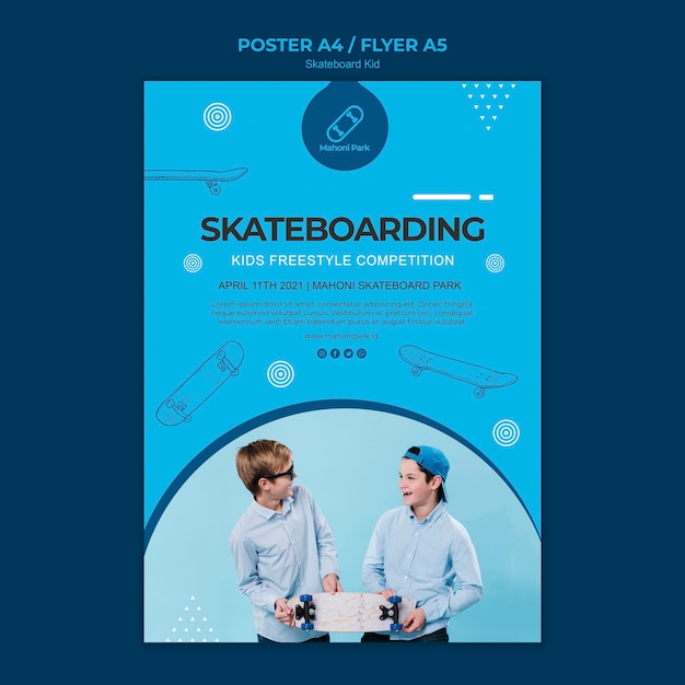 Kostenlose PSD skateboarder poster vorlage konzept