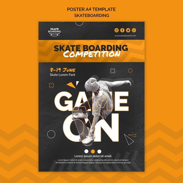 Skateboarding Druckvorlage mit Foto