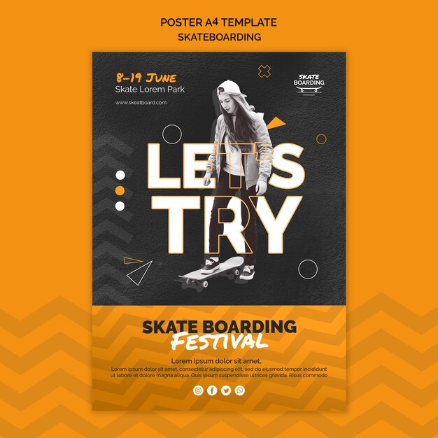Skateboarding Druckvorlage mit Foto