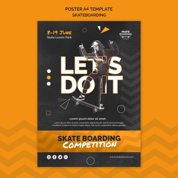 Skateboarding Druckvorlage mit Foto