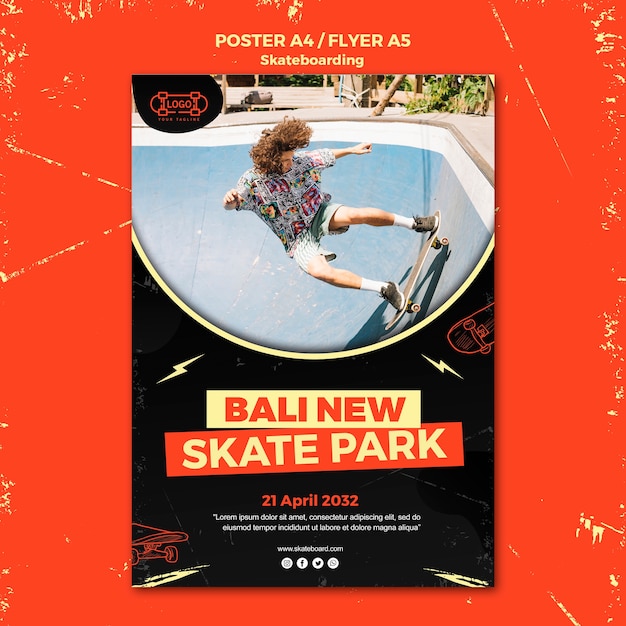 Skateboarding konzept flyer vorlage