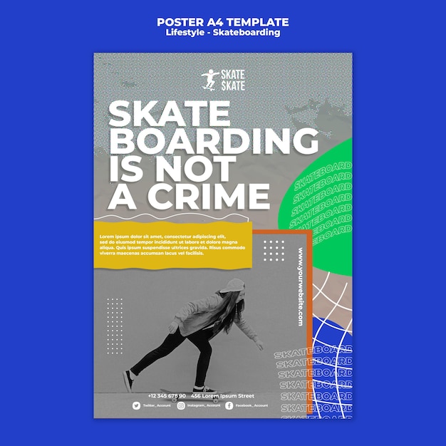 Kostenlose PSD skateboarding lebensstil a4 poster