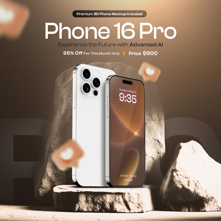 Kostenlose PSD smartphone 16 pro rabattverkauf banner social media design vorlage
