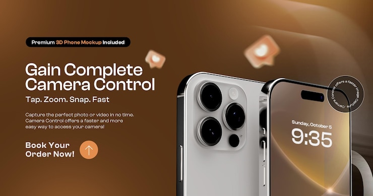 Kostenlose PSD smartphone-kamera-steuerung social-media-banner-design-vorlage