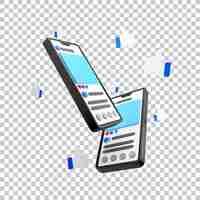 Kostenlose PSD smartphone-social-media-symbol isolierte 3d-render-illustration