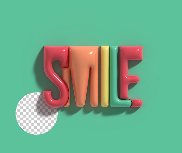 Kostenlose PSD smile kalligraphic banner 3d lettering transparente psd schriftart design
