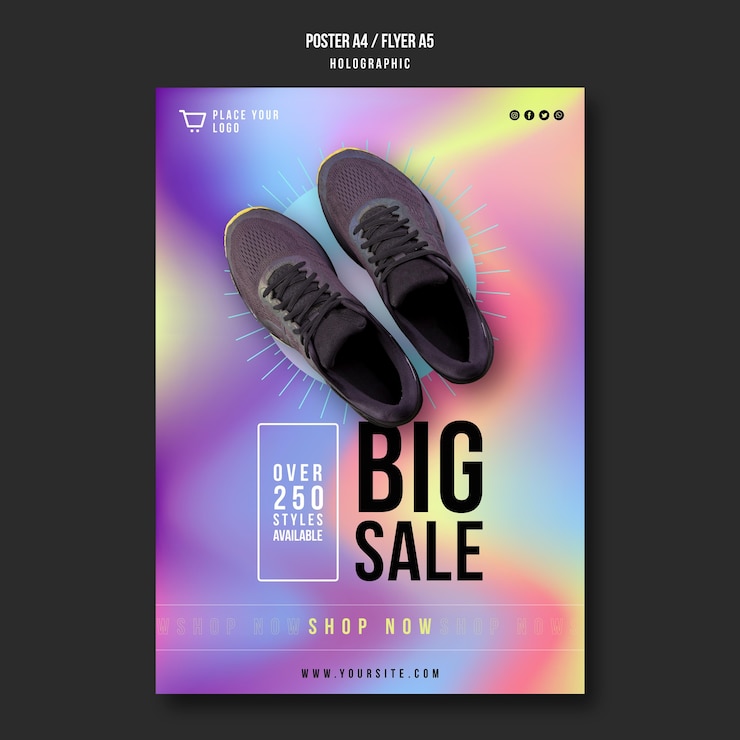 Kostenlose PSD sneakers sale flyer vorlage