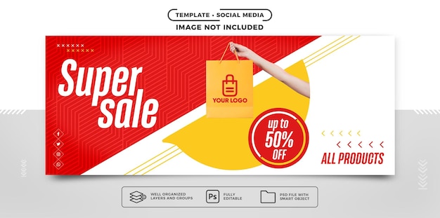 Kostenlose PSD social-media-banner super-sale aller produkte