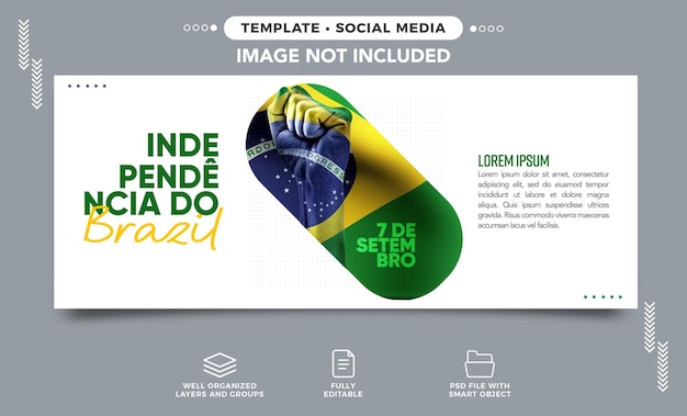 Kostenlose PSD social-media-banner-vorlage brasilien unabhängigkeit 7. september