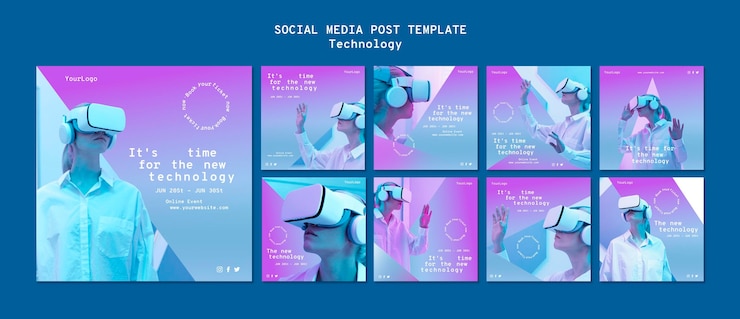 Kostenlose PSD social-media-beiträge aus der virtuellen realität