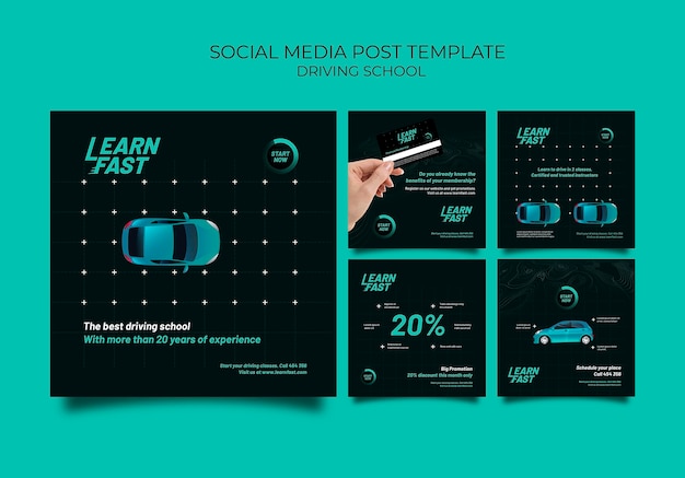 Kostenlose PSD social-media-beiträge der fahrschule