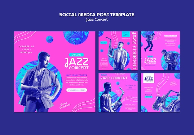 Kostenlose PSD social-media-beiträge zu jazzkonzerten