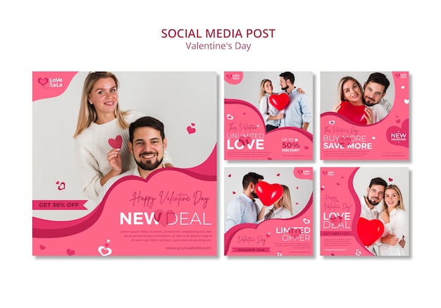 Social-media-beiträge zum valentinstag