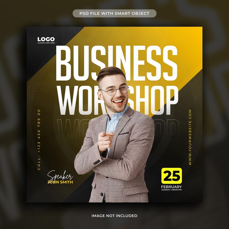 Kostenlose PSD social-media-beitragsvorlage für business-workshops