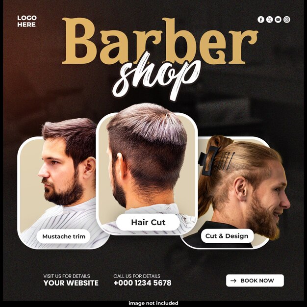 Social-Media-Flyer und Instagram-Banner-Vorlage für Haarschnitte