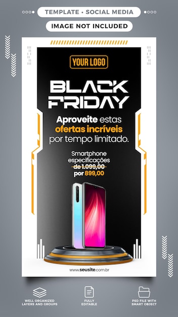 Social-media-geschichten instagram black friday für elektronikverkäufe in brasilien