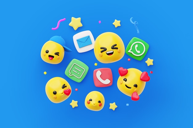 Kostenlose PSD social-media-hintergrund mit emojis