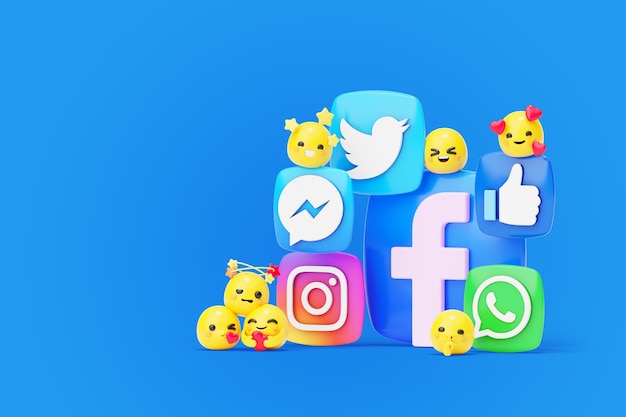 Kostenlose PSD social-media-hintergrund mit emojis