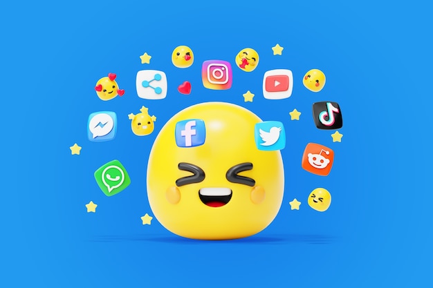 Kostenlose PSD social-media-hintergrund mit emojis