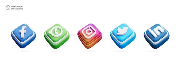 Kostenlose PSD social-media-logo-icons isoliert 3d-render-illustration