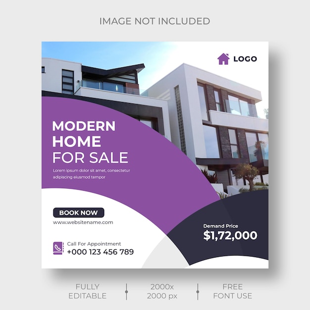 Social-Media- oder Instagram-Post-Banner-Vorlage für Immobilien