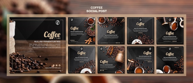 Kostenlose PSD social-media-post-vorlage des kaffee-konzepts
