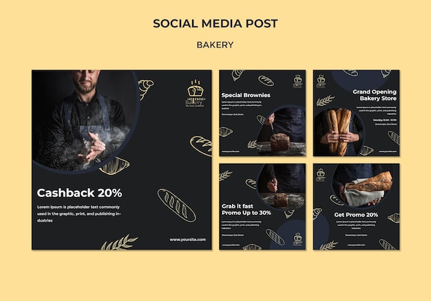 Social-media-post-vorlage für bäckerei-anzeigen